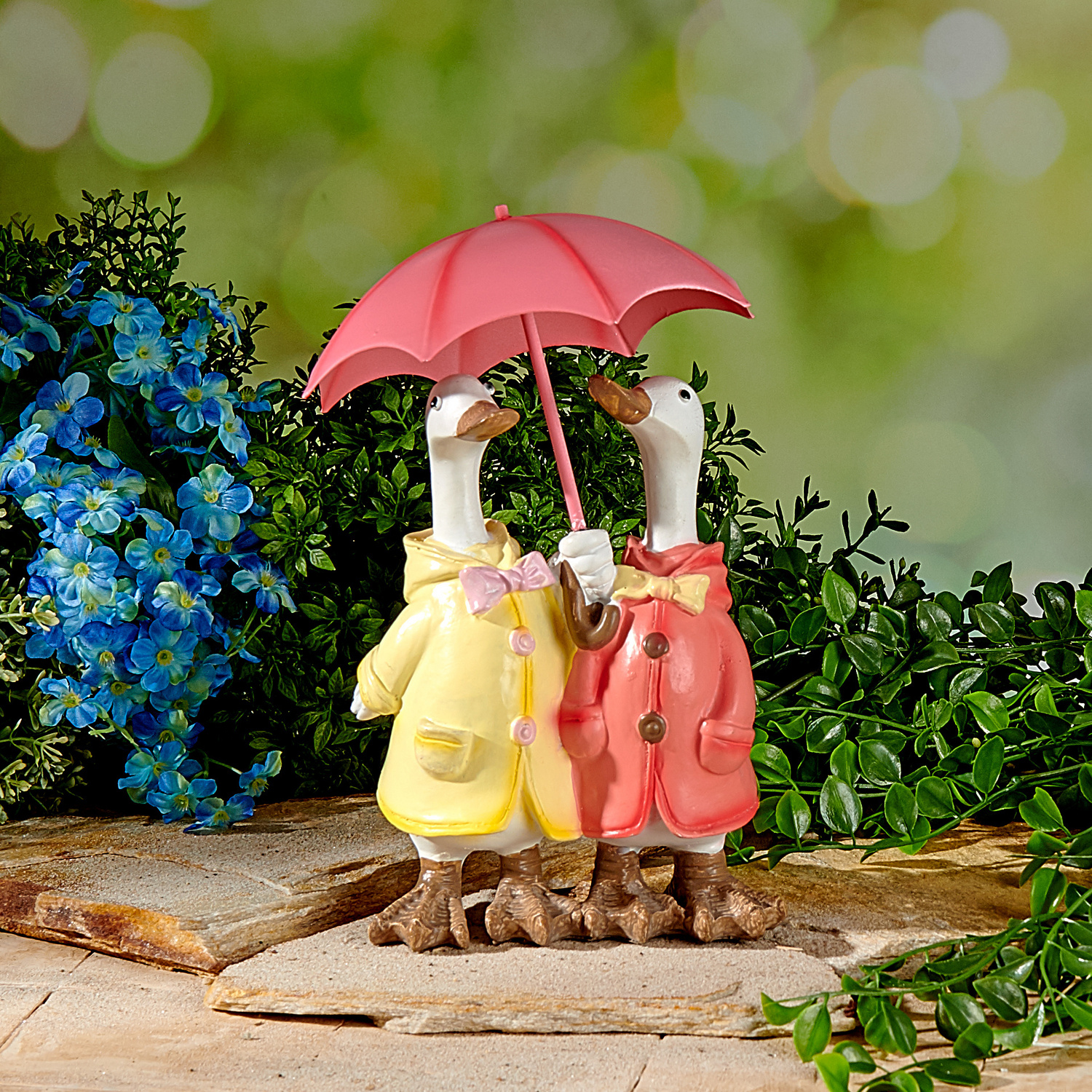 France Magasin - Déco de jardin Couple de canards avec parapluie